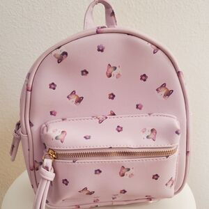 Under One Sky Light Pink Mini Backpack with Cat and Flower Design